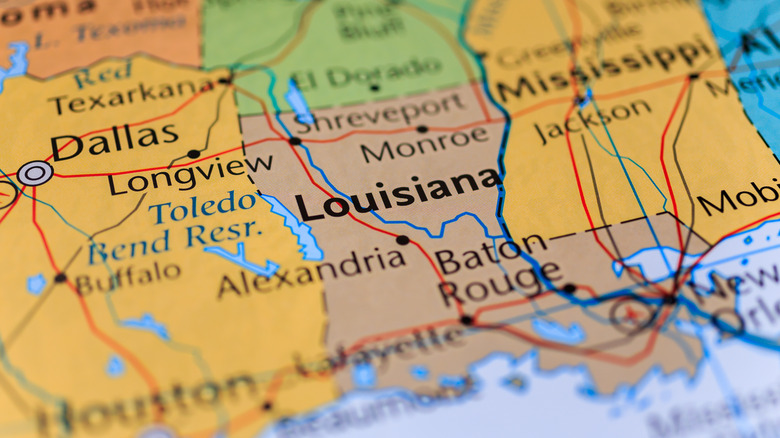 map focused on Louisiana