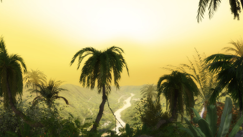 3D render of trees and river