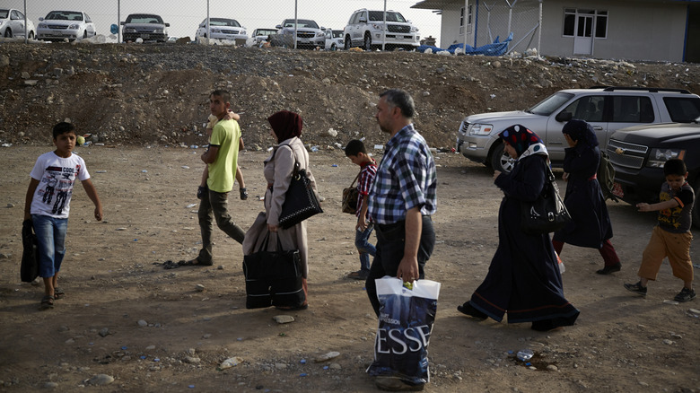 iraqi civilians after having fled mosul