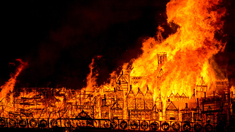 Fire burning through London