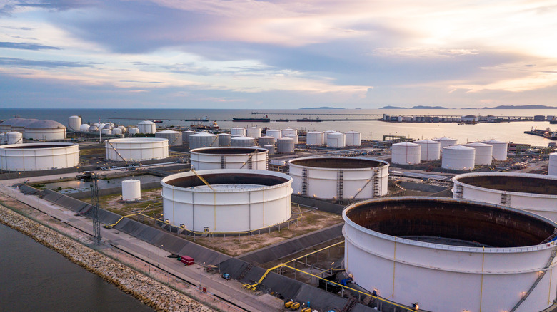 A petrochemical tank field.