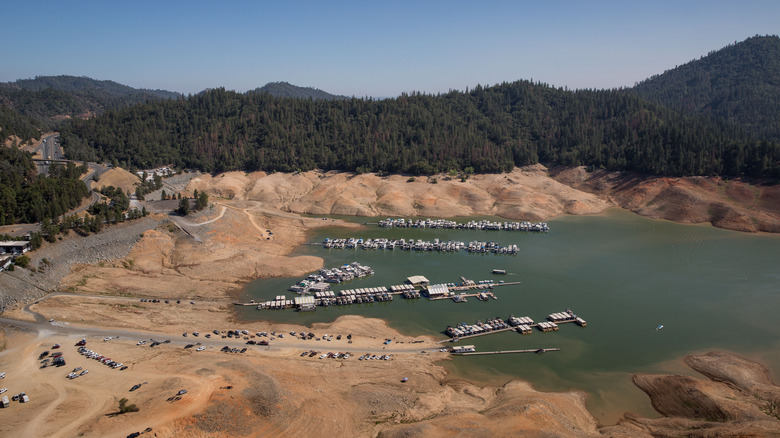 Exposed bed at Lake Shasta