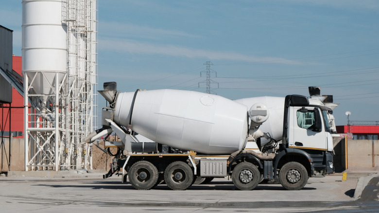 Cement truck parked
