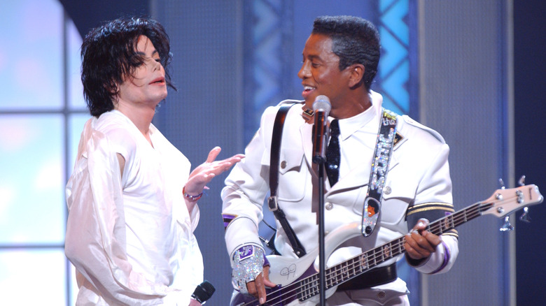 Michael and Jermaine Jackson performing during a 30th anniversary concert for the Jackson 5