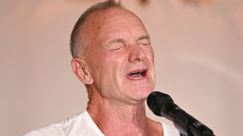 Sting singing with eyes closed