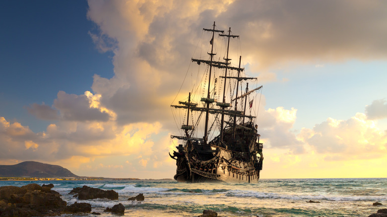 pirate ship at sea