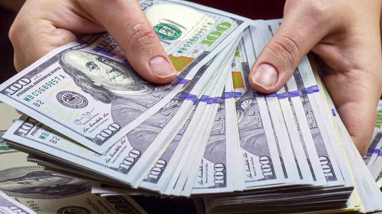 Stacks of $100 bills