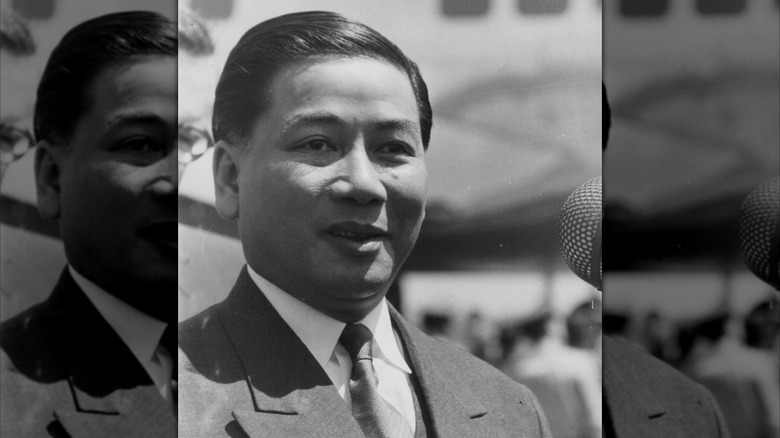 President Ngo Dinh Diem speaking into a microphone