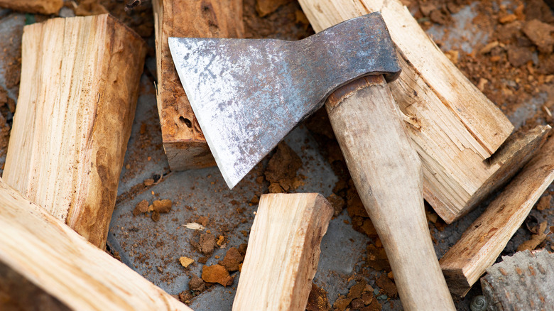 ax on firewood
