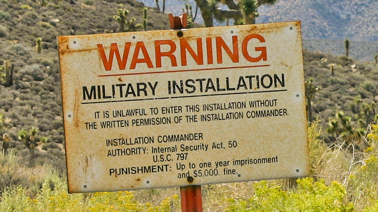 Signs at the entrance to Area 51, Groom Lake, Nevada