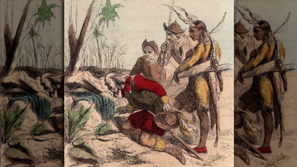 Ponce De Leon searching for the Fountain of Youth