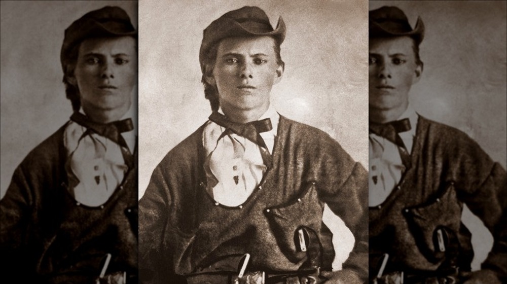 Portrait of Jesse James wearing hat