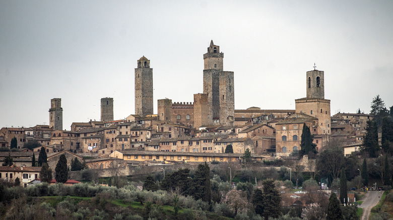 Towers of san gimignano and stone buildings