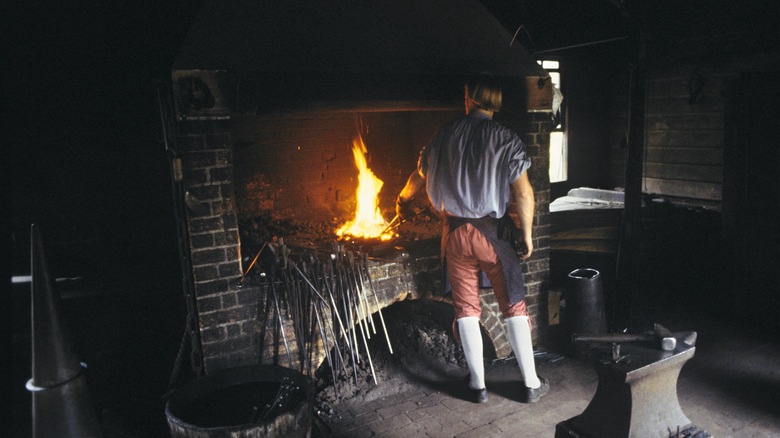 colonial reenactor using forge