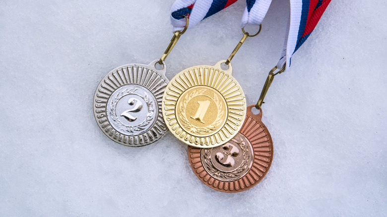 Olympic bronze, silver, and gold medals