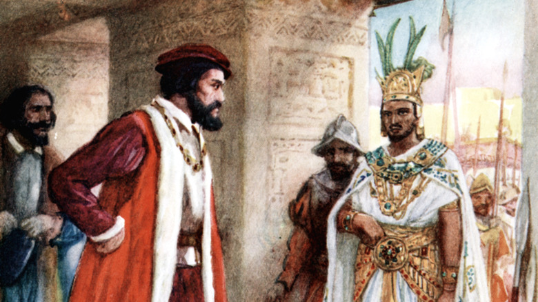 Cortez meeting Montezuma