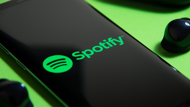 Smartphone displaying Spotify logo