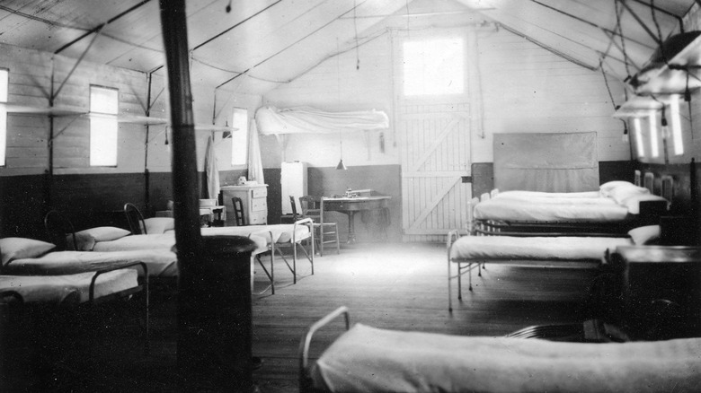 beds in empty hospital ward