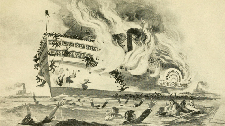 Drawing of the fire on the PS General Slocum in 1904