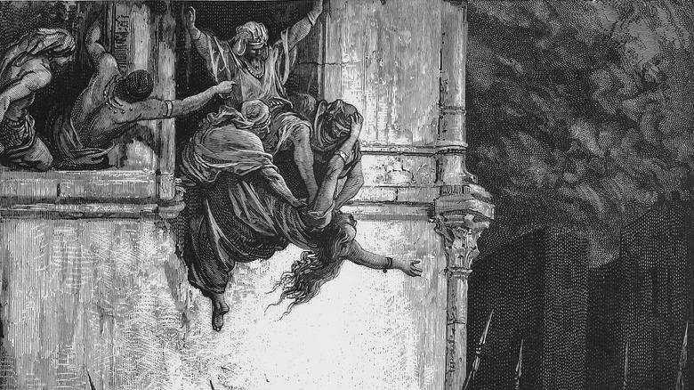 Jezebel being thrown out a window