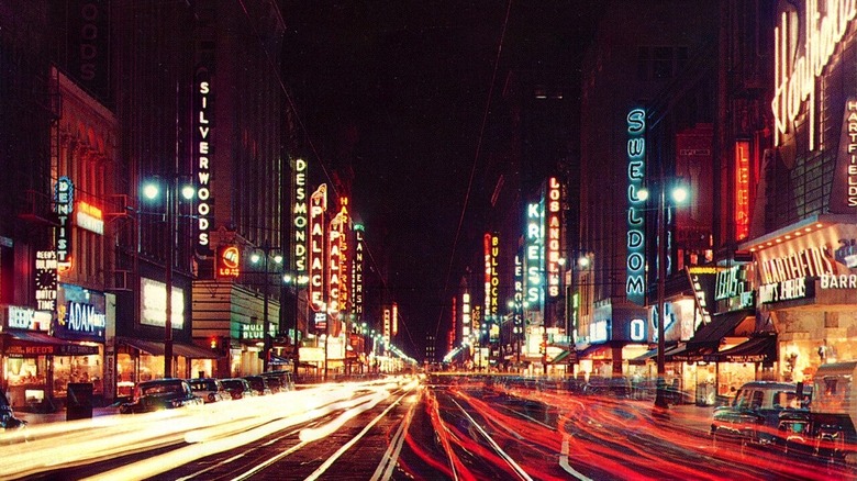 1950's downtown nighttime Los Angeles