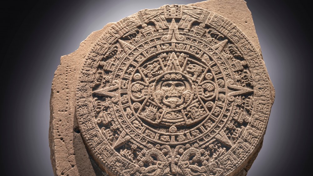 The Aztec Sun Stone on display at Museo Nacional de Antropología in Mexico City