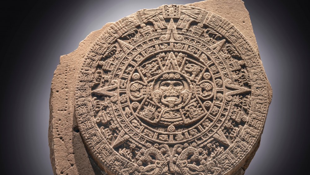 The Aztec Sun Stone on display at Museo Nacional de Antropología in Mexico City