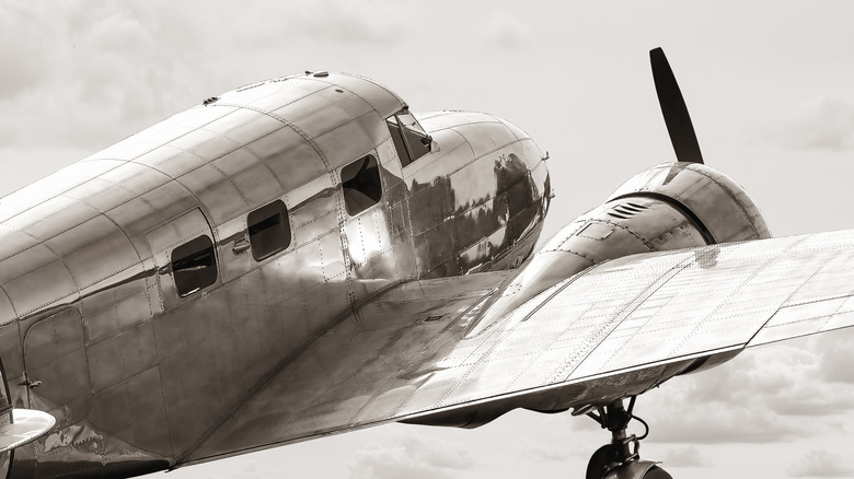 An old airplane in flight