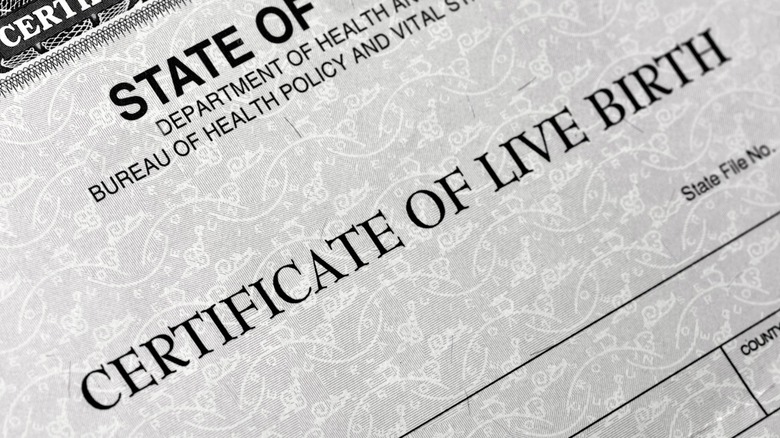 blank birth certificate