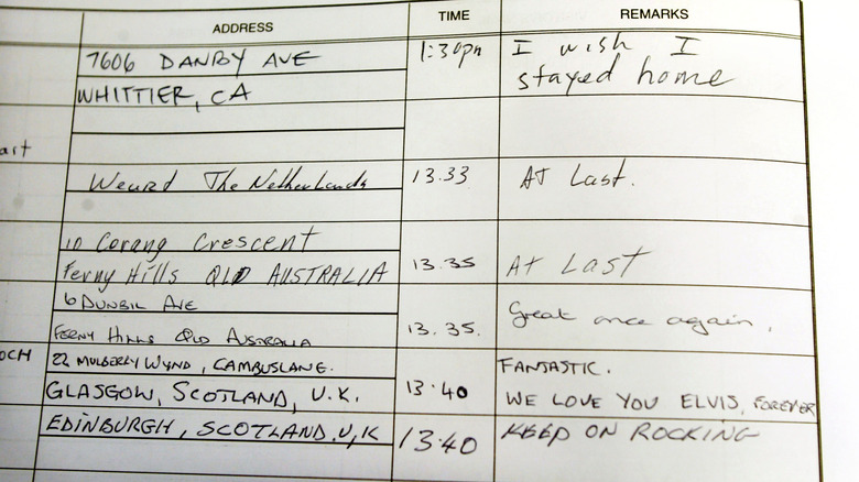 Photo of a visitor's log