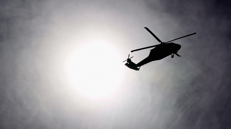 Army helicopter in sky
