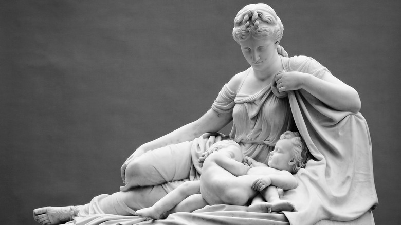 Sculpture of Leto with Apollo and Artemis