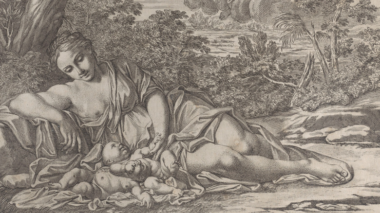 Leto with her newborn twins