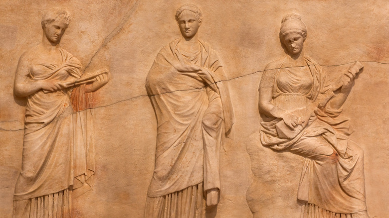Relief showing Apollo, Leto, and Artemis