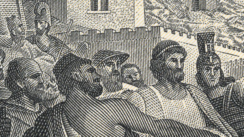 ink drawing of Ancient Greek men