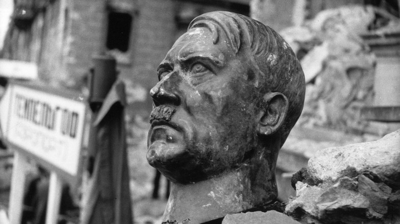 Busts of Hitler in Berlin ruins