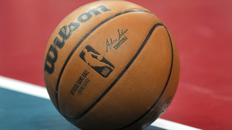 Close-up of official NBA basketball