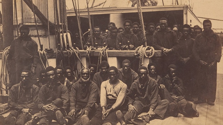 Slaves sitting on a ship