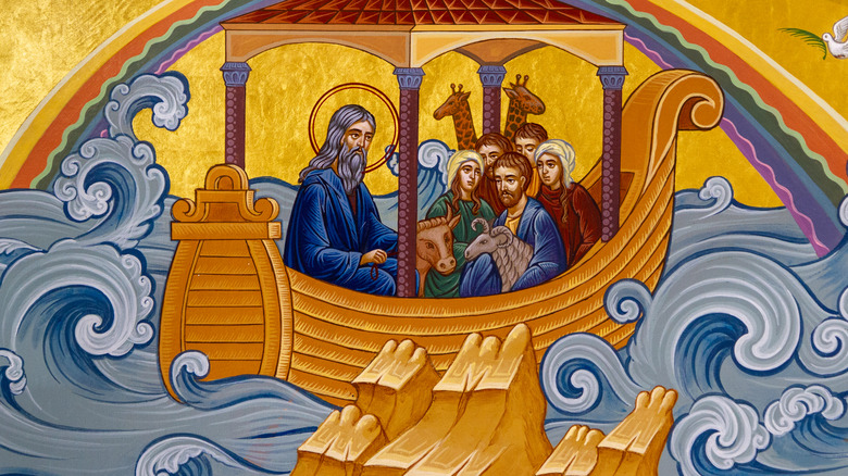 Artist's impresson of Noah's Ark and Biblical flood