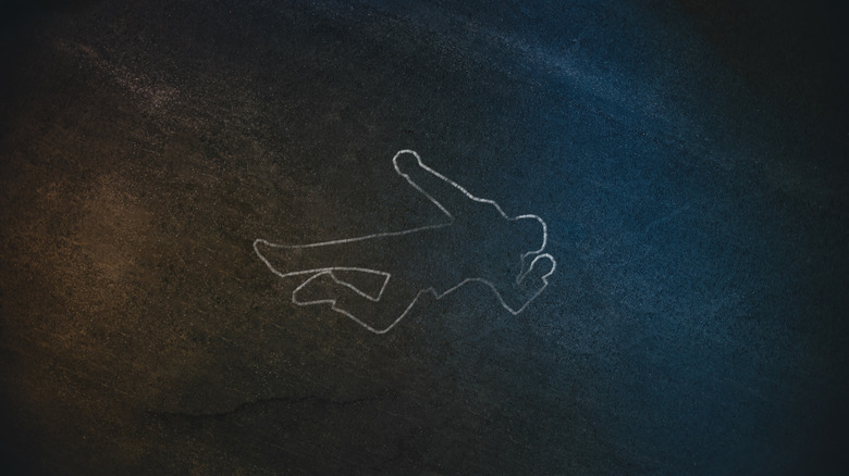 Chalk outline of murder victim