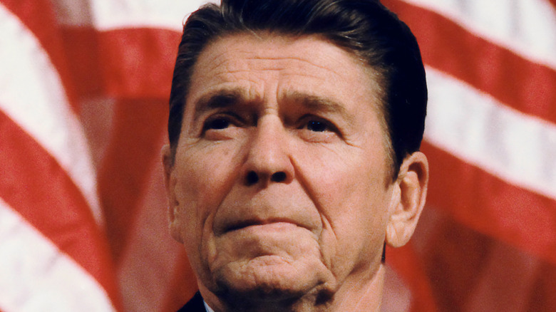 Ronald Reagan staring up