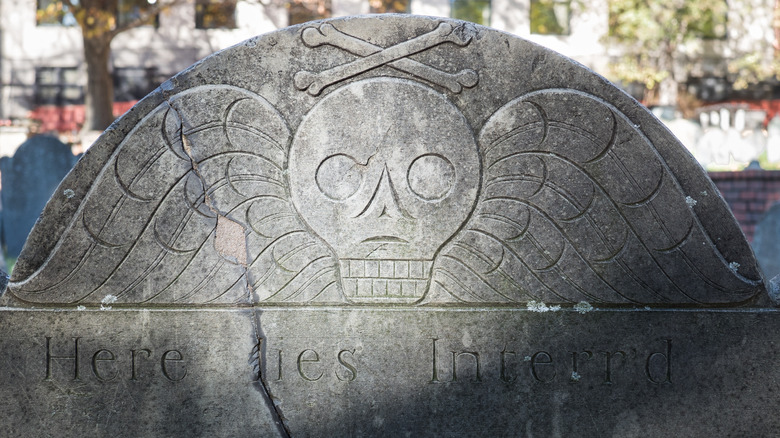 Decoration on the Nicholas Gardner headstone at the Granary Burying Ground in Boston