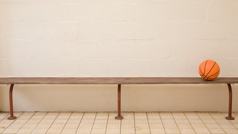 Basketball on empty bench