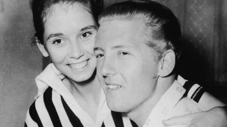 jerry lee lewis smiling hugging smiling wife