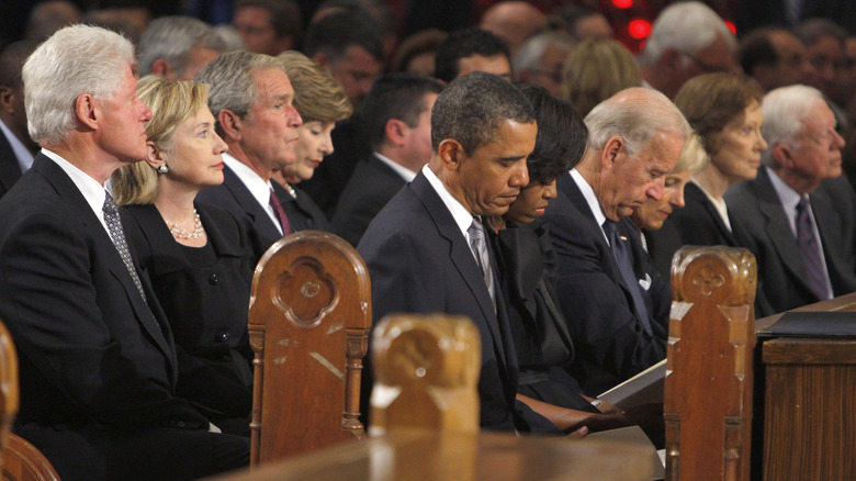 former presidents at a funeral