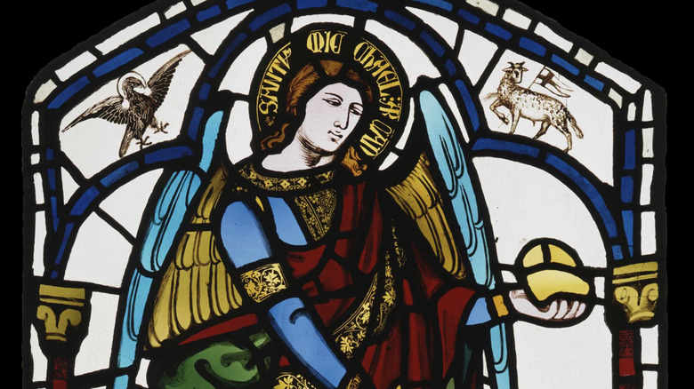 Archangel Michael in stained glass