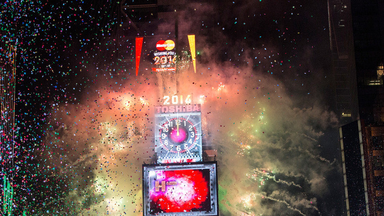Times Square lights up as ball drops
