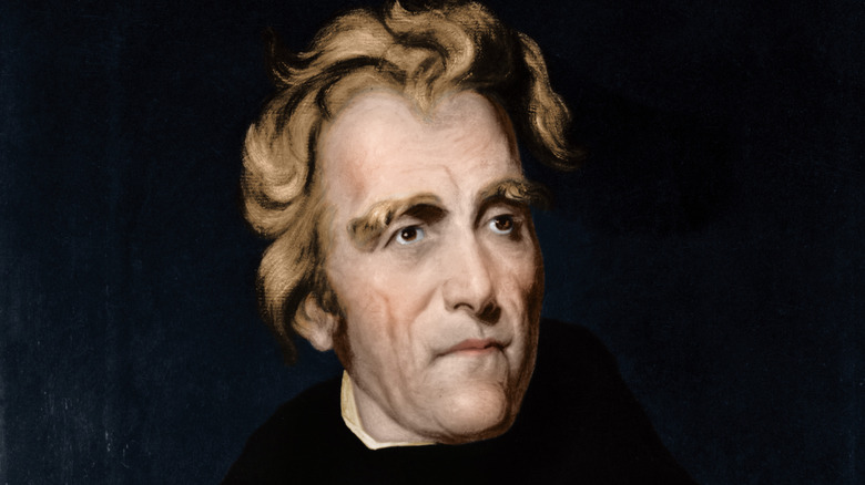 Andrew Jackson looks up