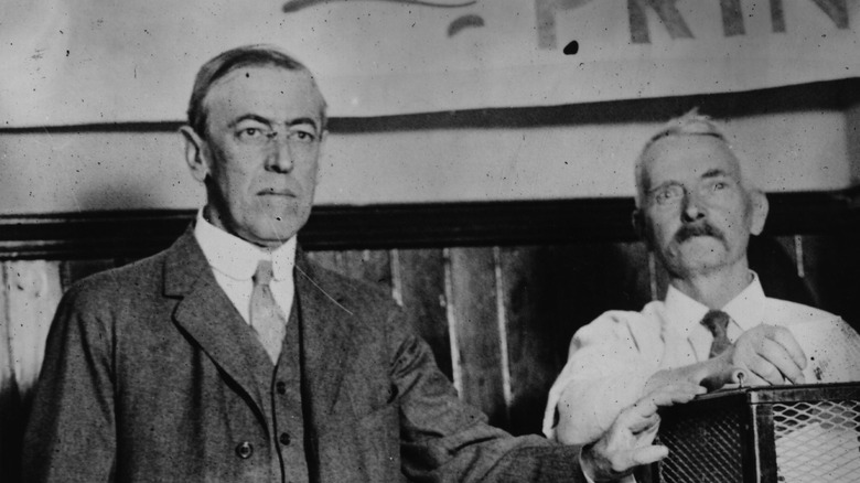 woodrow wilson hand on box