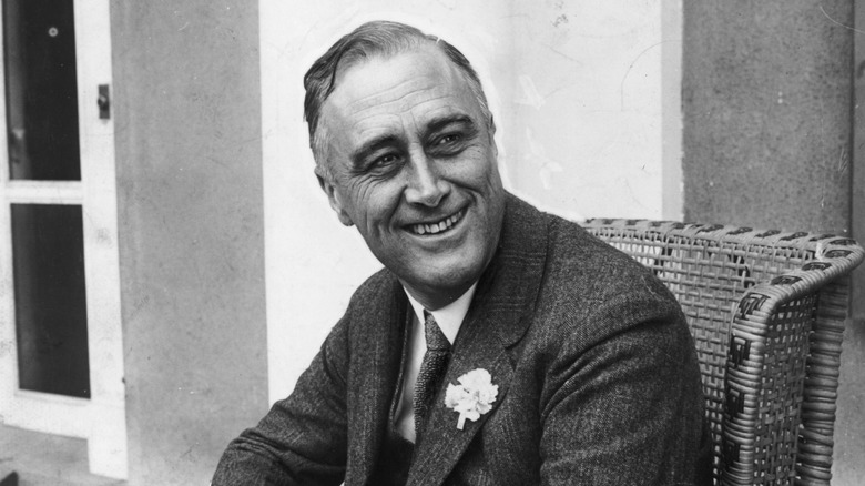 Franklin Delano Roosevelt smiling looking side
